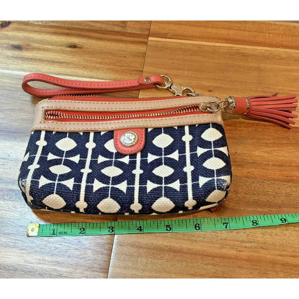 Spartina 449 Hilton Head Wristlet Navy Coral Coastal Preppy Geometric Boho